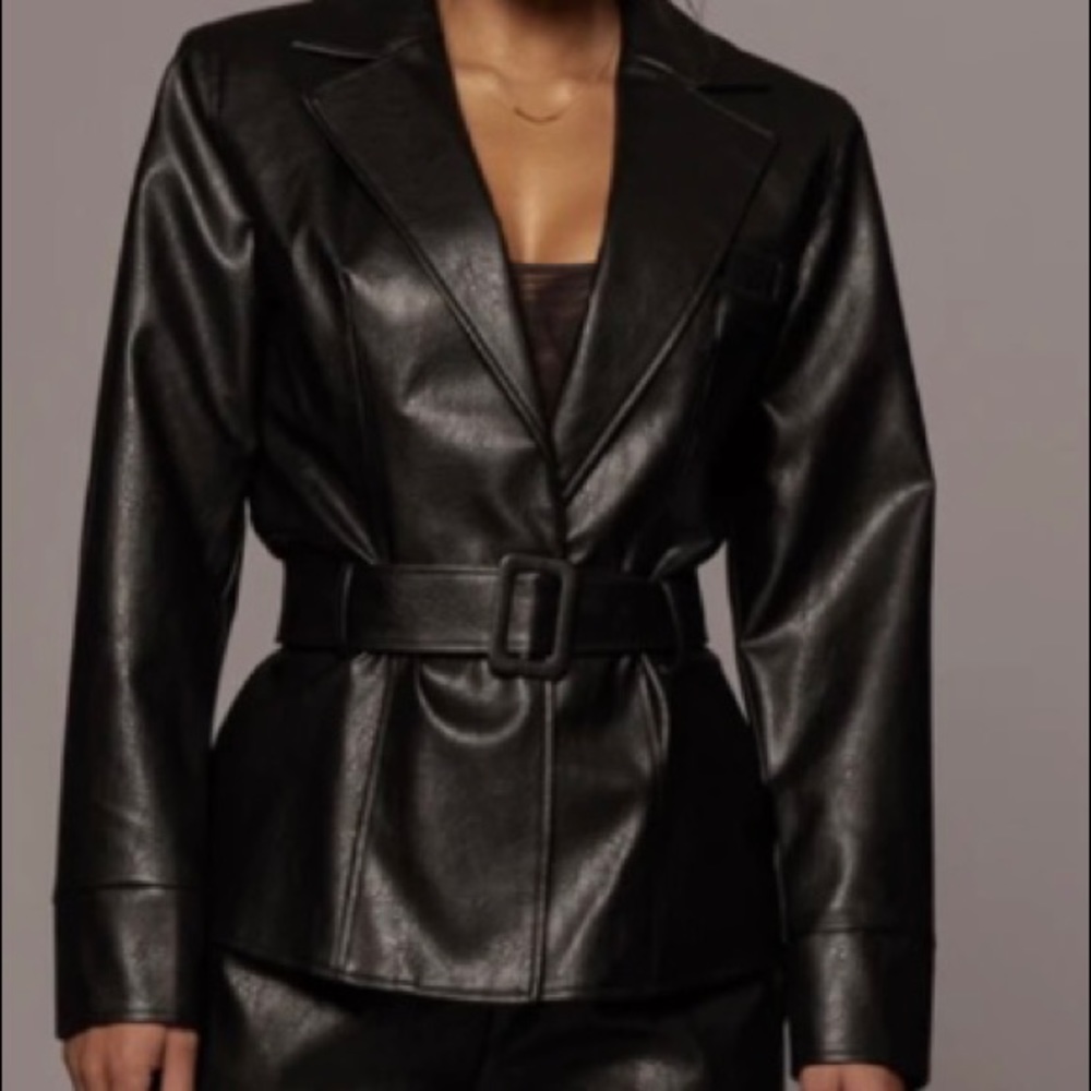 JLUXLABEL BLACK JEIDY FAUX LEATHER JACKET